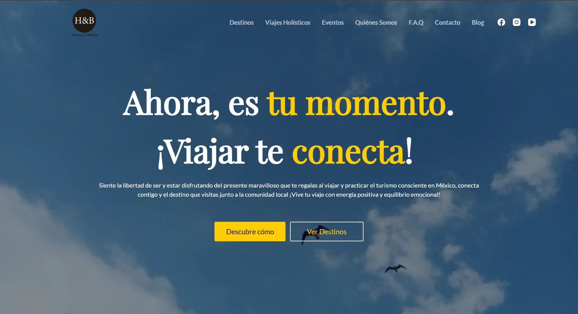 Diseño de landing para agencia de viajes holísticos